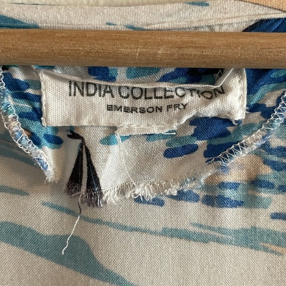 Emerson Fry India Collection Wrap Dress Women’s Size Small Midi Long Sleeve Blue - Picture 6 of 7